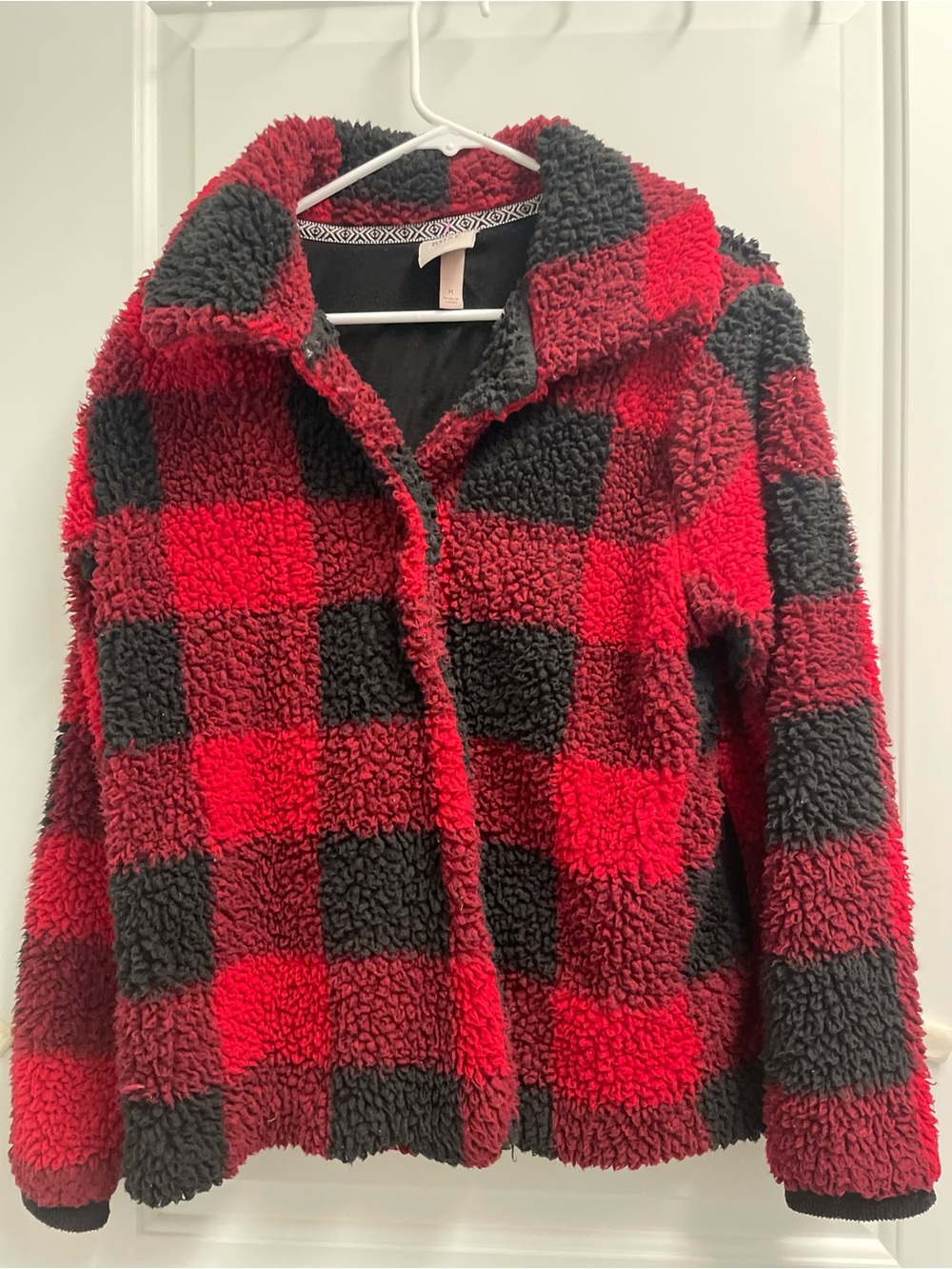 Knox Rose Red & Black Buffalo Check Sherpa Puffer Jacket